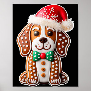 Poster Cachorro Beagle de Pão de Mel Engraçado Natal Femi