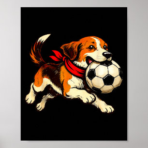 Poster Cachorro Beagle Engraçado Jogando Dia de Jogo de F
