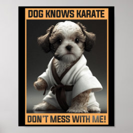 Poster Cachorro Bonito Sabe que Karate não se mete comigo