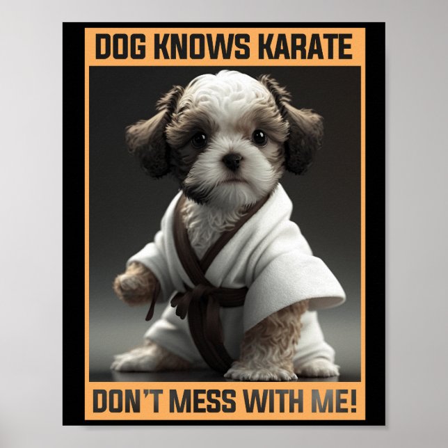 Poster Cachorro Bonito Sabe que Karate não se mete comigo (Frente)