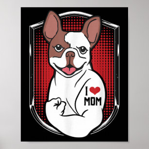 Poster Cachorro Bonito Tatuagem Eu Amo Mamãe