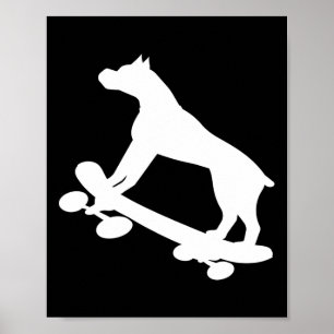 Poster Cachorro Boxer Engraçado de Skate Patinador de Ska