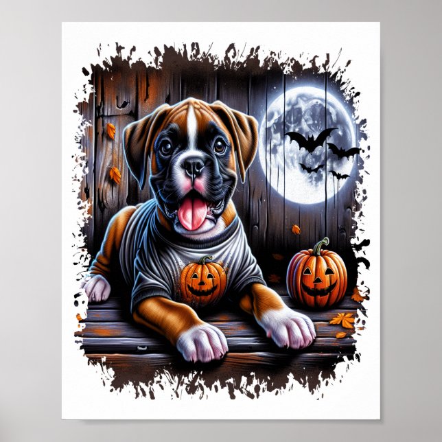 Poster Cachorro Boxer Halloween (Frente)