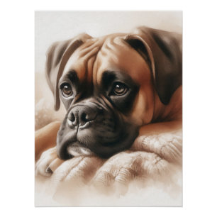 Pôster Cachorro Boxer numa dose serena