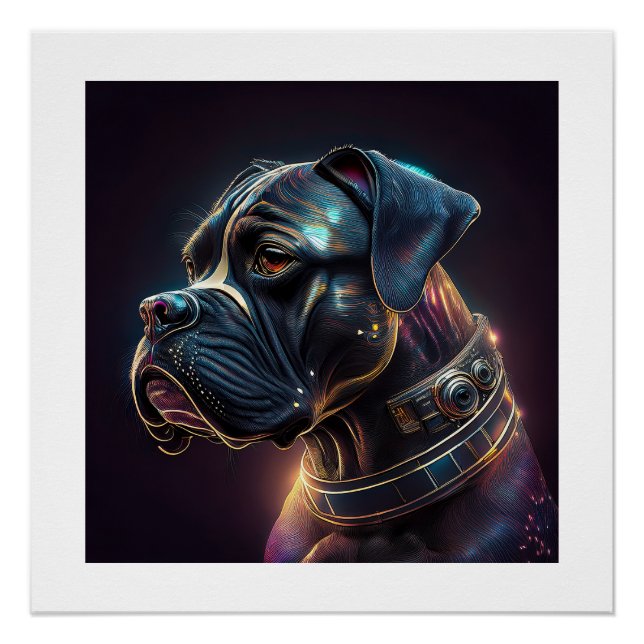 Pôster Cachorro Boxer Steampunk (Frente)
