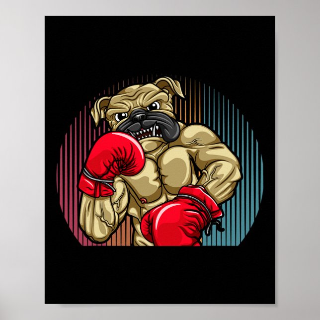 Poster Cachorro-Boxim Vestindo Luvas De Boxas Pesadas (Frente)