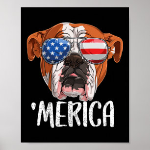 Poster Cachorro Britânico Inglês Cachorro 4 De Julho Amer