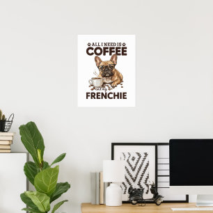 Poster Cachorro Bulldog Francês Café Frenchie
