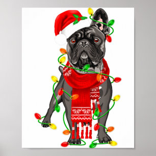 Poster Cachorro Bulldog Francês Engraçado Árvore Luzes de