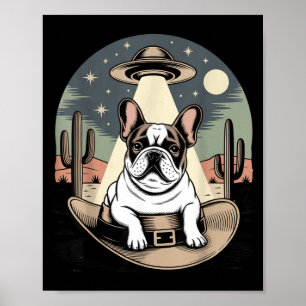 Poster Cachorro Bulldog Francês Vintage OVNI Ocidental