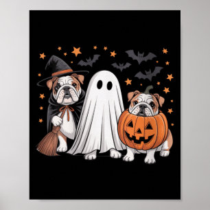 Poster Cachorro Bulldog Inglês de Abóbora de Bruxa Fantas