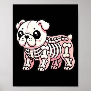 Poster Cachorro Bulldog Inglês Fofo Kawaii Feminino Esque