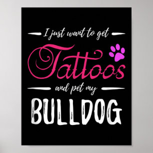 Poster Cachorro Bulldog Lover Tattoo Engraçado Cachorro M