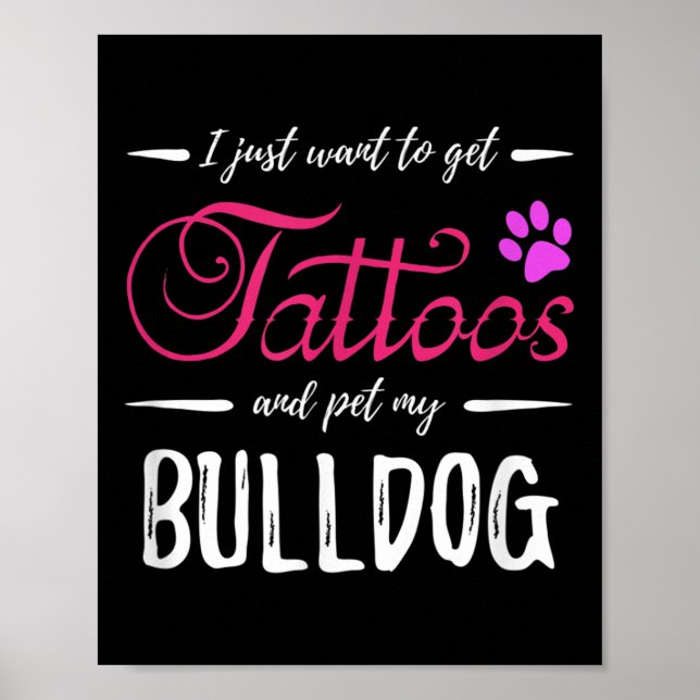 Poster Cachorro Bulldog Lover Tattoo Engraçado Cachorro M (Frente)
