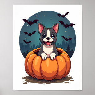Poster Cachorro Bulldogue Francês Fantasma De Halloween R