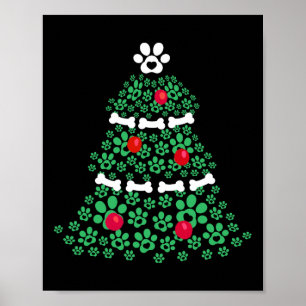 Poster Cachorro Cachorro Bonito Pata Árvore de Natal Pupp