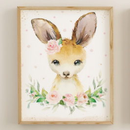 Poster Cachorro Cachorro Canguru Parede Floral Cor-de-Ros