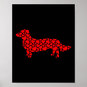 Poster Cachorro Cachorro Curto Silhueta Coração Va