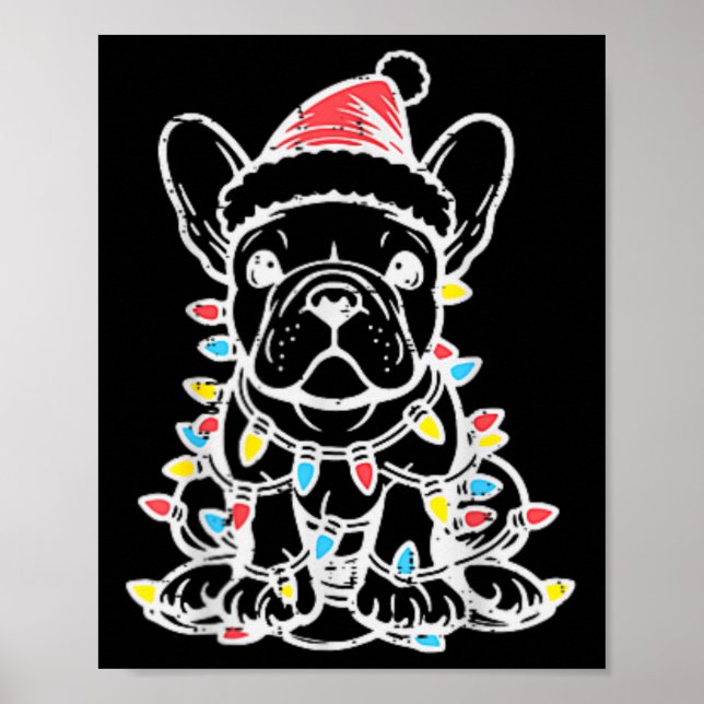 Poster Cachorro Cachorro Francês Buldogue Xmas Frenchie M (Frente)