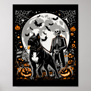 Poster Cachorro Cane Corso Esqueleto Andando no Halloween