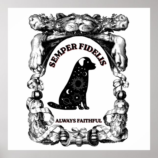 Poster Cachorro Celestial Vintage Semper Fidelis (Frente)