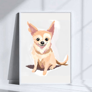 Poster Cachorro Chihuahua   Arte em Aquarela de Cachorro 