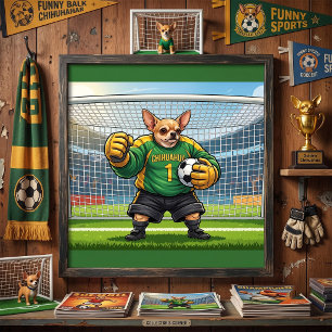 Poster Cachorro Chihuahua Engraçado Goleiro de Futebol