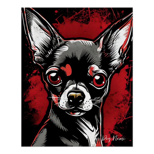 Pôster Cachorro Chihuahua, Vermelho e Negro 005 - Ulises  (Frente)