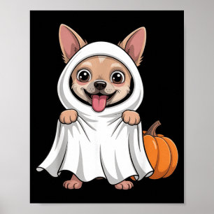 Poster Cachorro Chihuahua Vestindo um Traje de Fantasma B