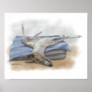 Poster Cachorro cinzento de desenho animado dormindo engr