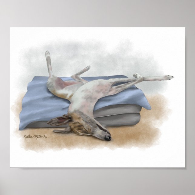 Poster Cachorro cinzento de desenho animado dormindo engr (Frente)