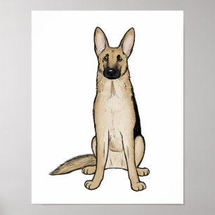 Poster Cachorro-claro e German shepherd preto   Pet Art