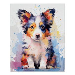 Pôster Cachorro Collie de Borda Super Bonita Puppy 002 -
