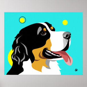 Pôster Cachorro Colorido de Bernese