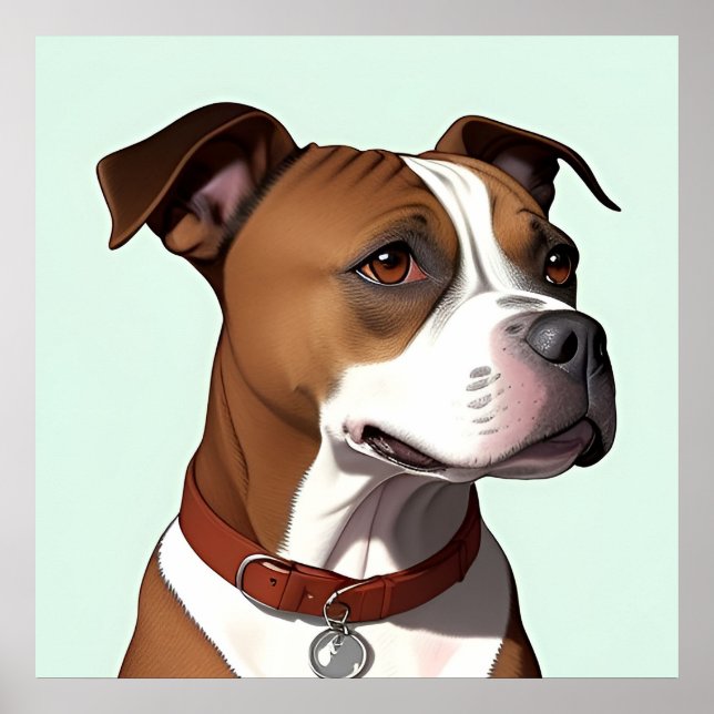 Poster Cachorro com Casaco e coleira castanho e branco (Frente)