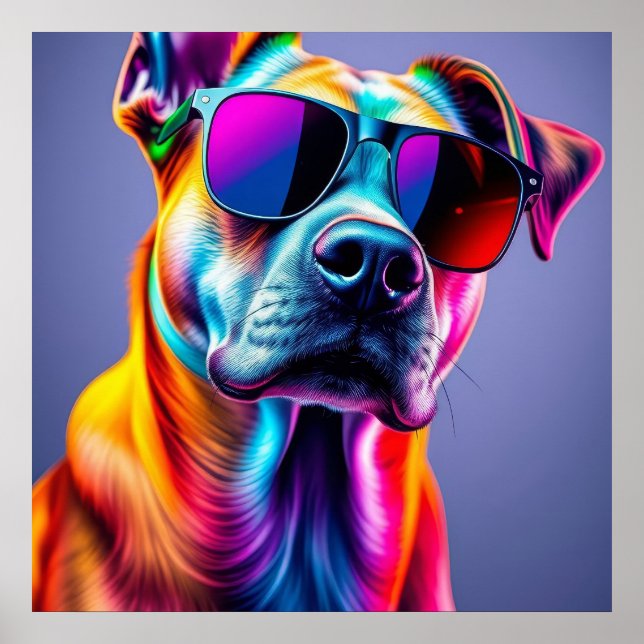 Poster Cachorro com óculos de sol (Frente)