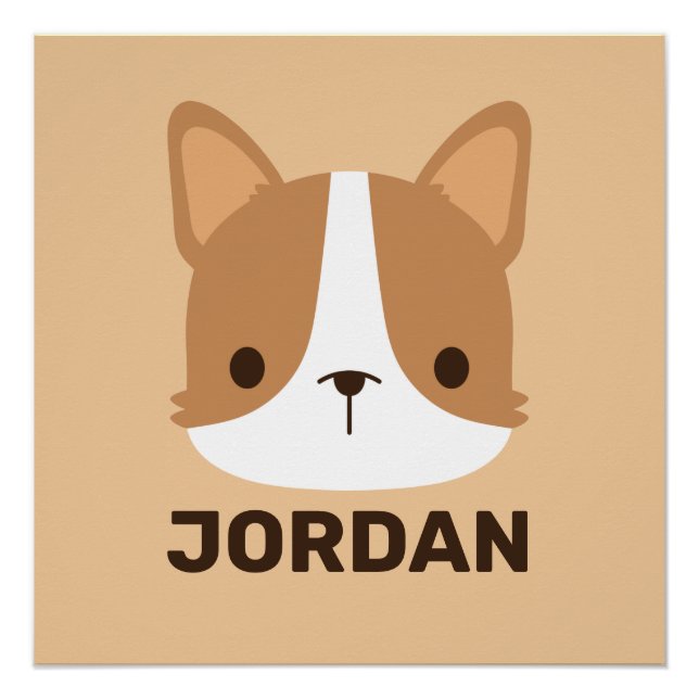 Pôster Cachorro Corgi Corgento com Nome Personalizado (Frente)