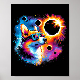Poster Cachorro Corgi de Eclipse Solar Total