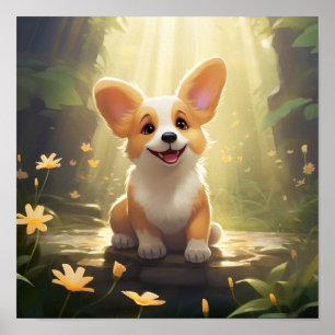 Poster Cachorro Corgi Galês Baixável Fofo
