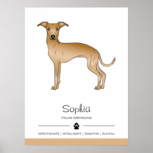 Poster Cachorro Cortado De Greyhound Com Texto Personaliz