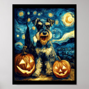 Poster Cachorro Cute Miniature Schnauzer Halloween Jack O