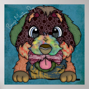 Poster Cachorro da Montanha Bernesa Louco pintado à mão