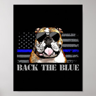 Poster Cachorro da Polícia de Bandeira Americana da Linha