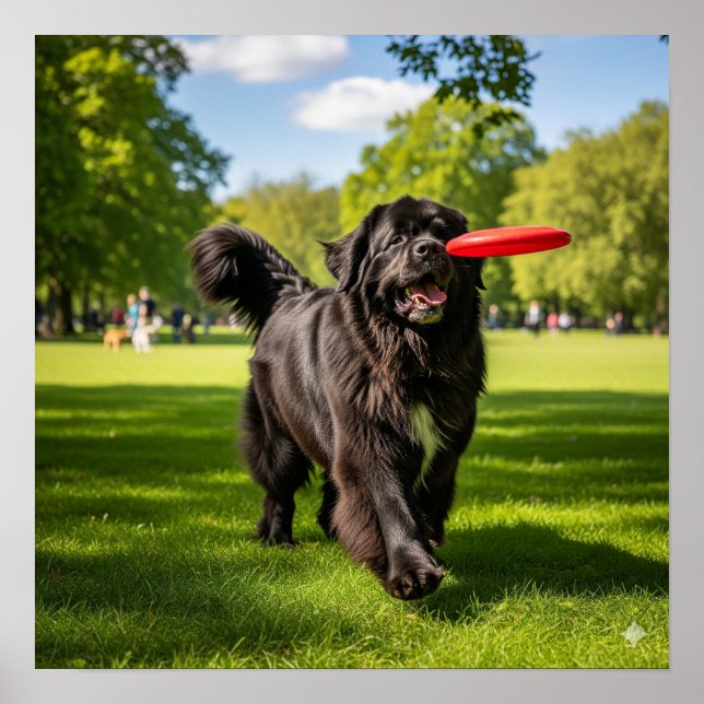 Poster Cachorro da Terra Nova com Frisbee (Frente)