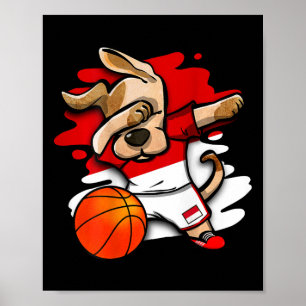 Poster Cachorro Dabbing Indonésia Sketll Fãs Jersey Indon
