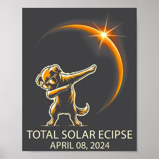 Poster Cachorro Dabbing Óculos de sol Eclipse Solar Total (Frente)