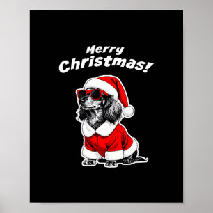 Poster Cachorro Dachshund Natal Papai Noel Engraçado Cach
