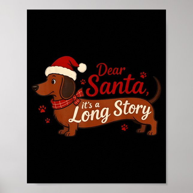 Poster Cachorro Dachshund Querido Papai Noel É Uma Longa  (Frente)
