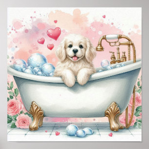 Poster Cachorro de Banho de Espuma