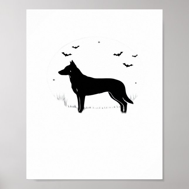 Poster Cachorro de Beauceron - Silhueta de Lua de Hallowe (Frente)